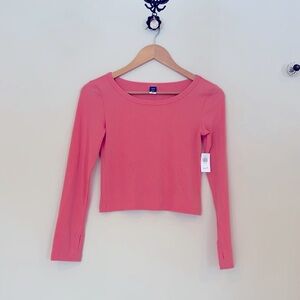 Old Navy ultralight girls size large (10-12) long sleeve pink ribbed shirt NWT